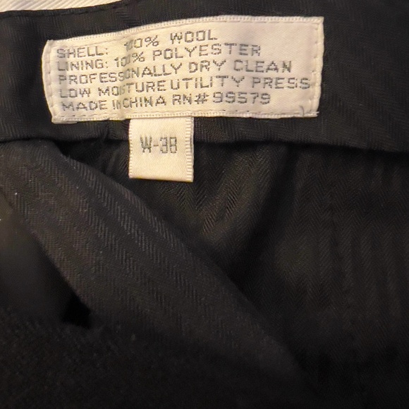 Rafael Mens Classic Fit Solid Black Flat Wool Dress Pants - Picture 7 of 7